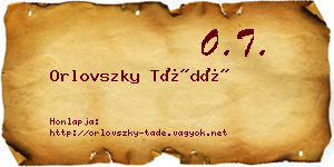 Orlovszky Tádé névjegykártya